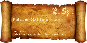 Mehsam Szilveszter névjegykártya